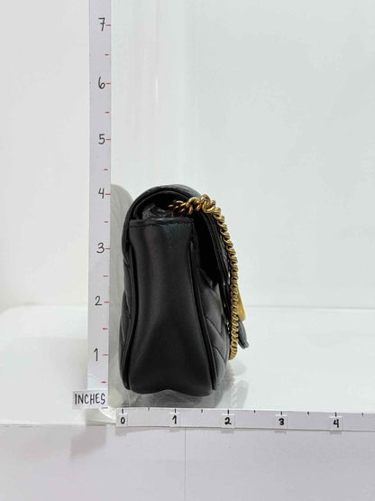 Pre - loved GUCCI GG Marmont Black Chevron Crossbody at Reems Closet