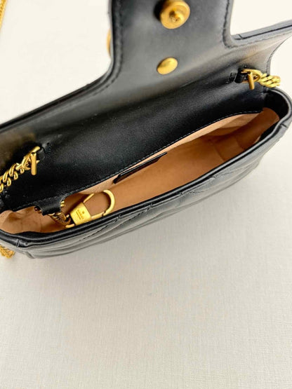 Pre - loved GUCCI GG Marmont Black Chevron Crossbody at Reems Closet