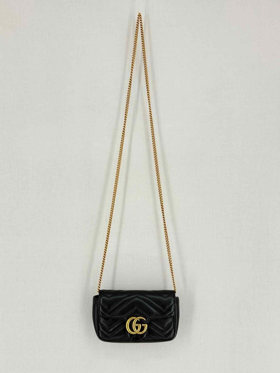 Pre - loved GUCCI GG Marmont Black Chevron Crossbody at Reems Closet