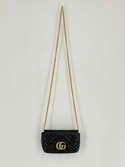 Pre - loved GUCCI GG Marmont Black Chevron Crossbody at Reems Closet