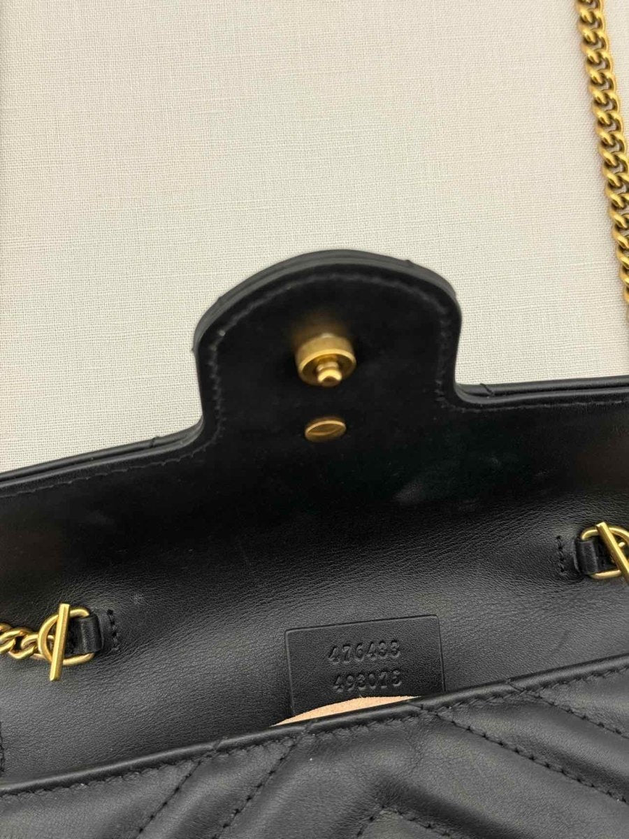 Pre - loved GUCCI GG Marmont Black Chevron Crossbody at Reems Closet