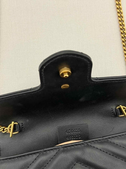 Pre - loved GUCCI GG Marmont Black Chevron Crossbody at Reems Closet