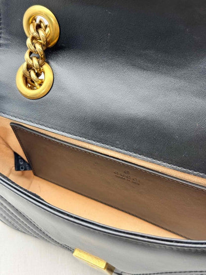Pre-loved GUCCI GG Marmont Black Chevron Quilted Shoulder Bag at Reems Closet