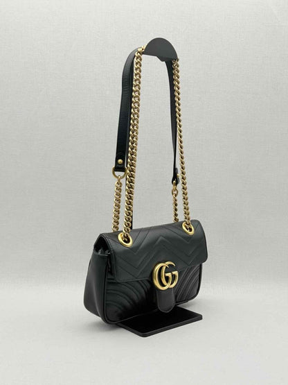 Pre-loved GUCCI GG Marmont Black Chevron Quilted Shoulder Bag at Reems Closet