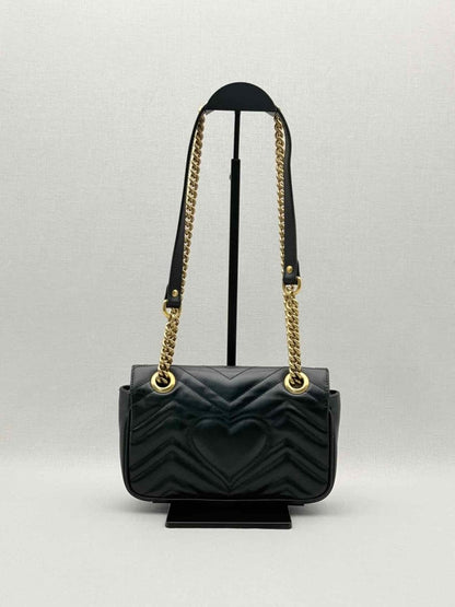 Pre-loved GUCCI GG Marmont Black Chevron Quilted Shoulder Bag at Reems Closet