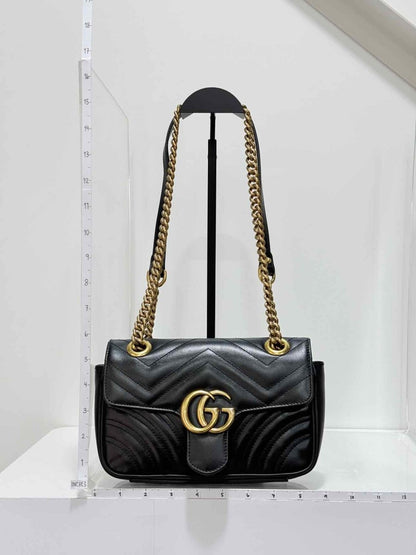 Pre-loved GUCCI GG Marmont Black Chevron Quilted Shoulder Bag at Reems Closet