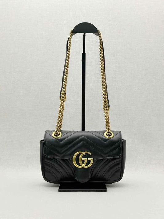 Pre-loved GUCCI GG Marmont Black Chevron Quilted Shoulder Bag at Reems Closet