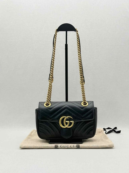 Pre-loved GUCCI GG Marmont Black Chevron Quilted Shoulder Bag at Reems Closet