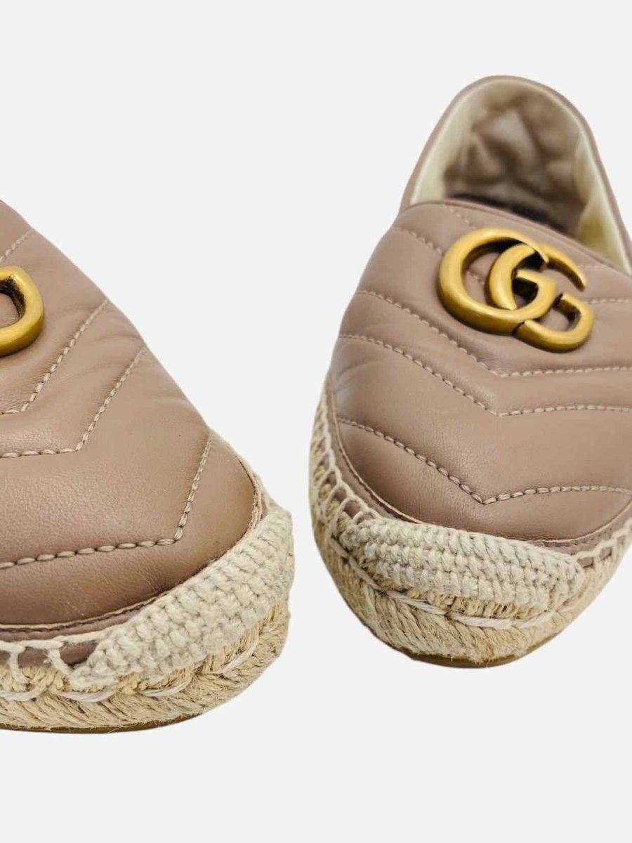 Pre - loved GUCCI GG Marmont Espadrille Camel Quilted Flats 35 at Reems Closet