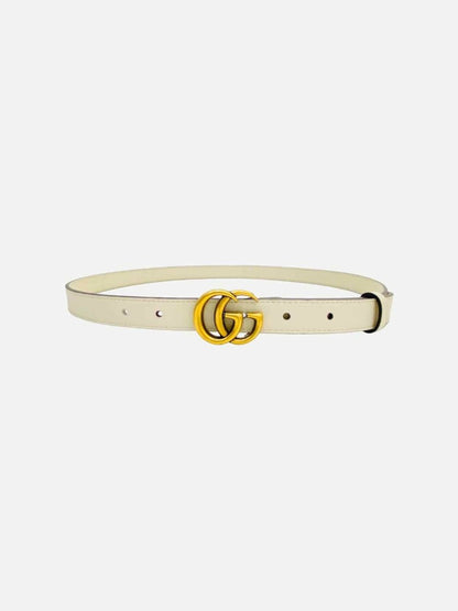 Pre - loved GUCCI GG Marmont White Belt at Reems Closet