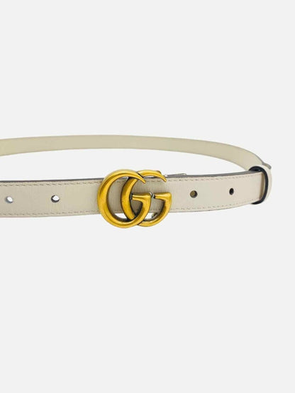 Pre - loved GUCCI GG Marmont White Belt at Reems Closet