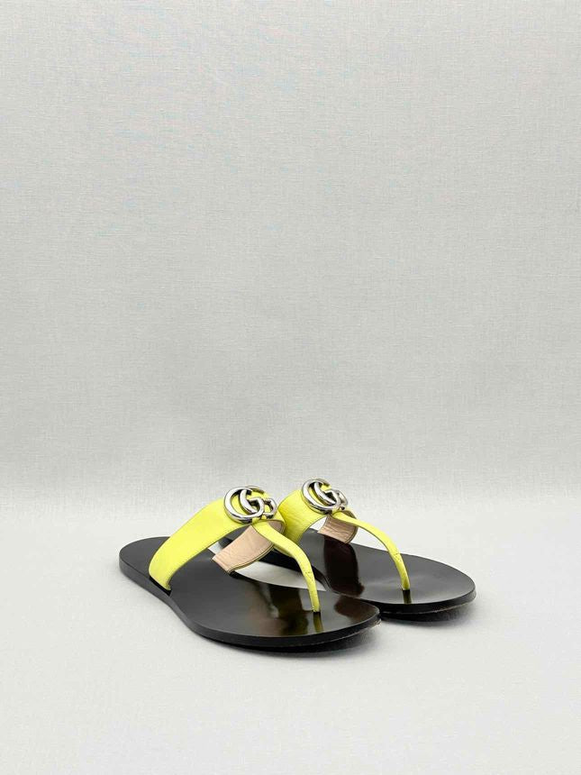 Pre - loved GUCCI GG Marmont Yellow Size EU 37.5 Sandals at Reems Closet