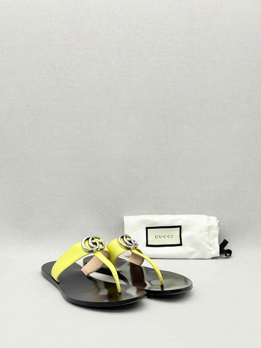 Pre - loved GUCCI GG Marmont Yellow Size EU 37.5 Sandals at Reems Closet