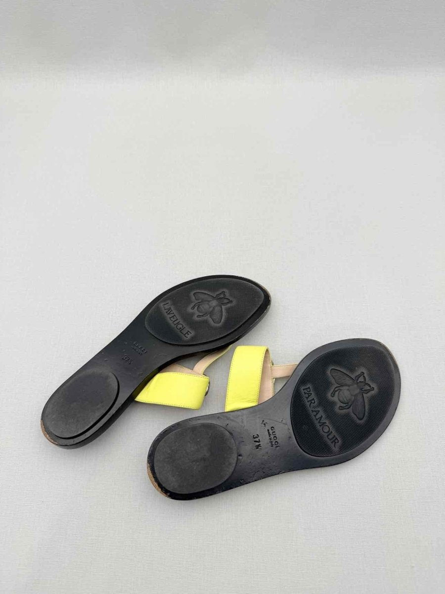 Pre - loved GUCCI GG Marmont Yellow Size EU 37.5 Sandals at Reems Closet