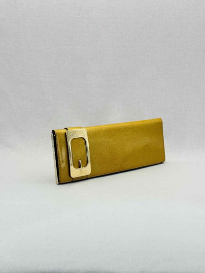 Pre - loved GUCCI GG Romy Gold Clutch at Reems Closet