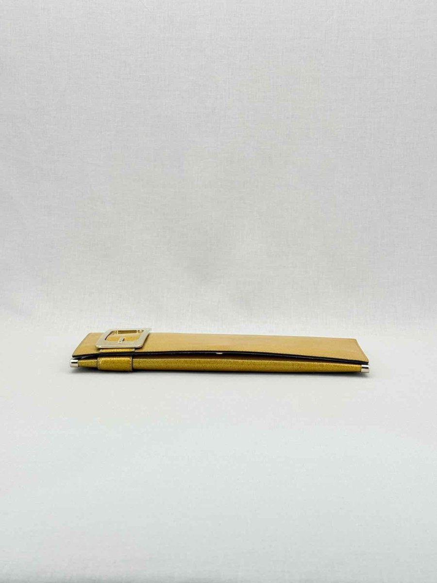 Pre - loved GUCCI GG Romy Gold Clutch at Reems Closet