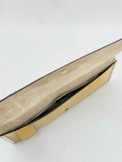 Pre - loved GUCCI GG Romy Gold Clutch at Reems Closet