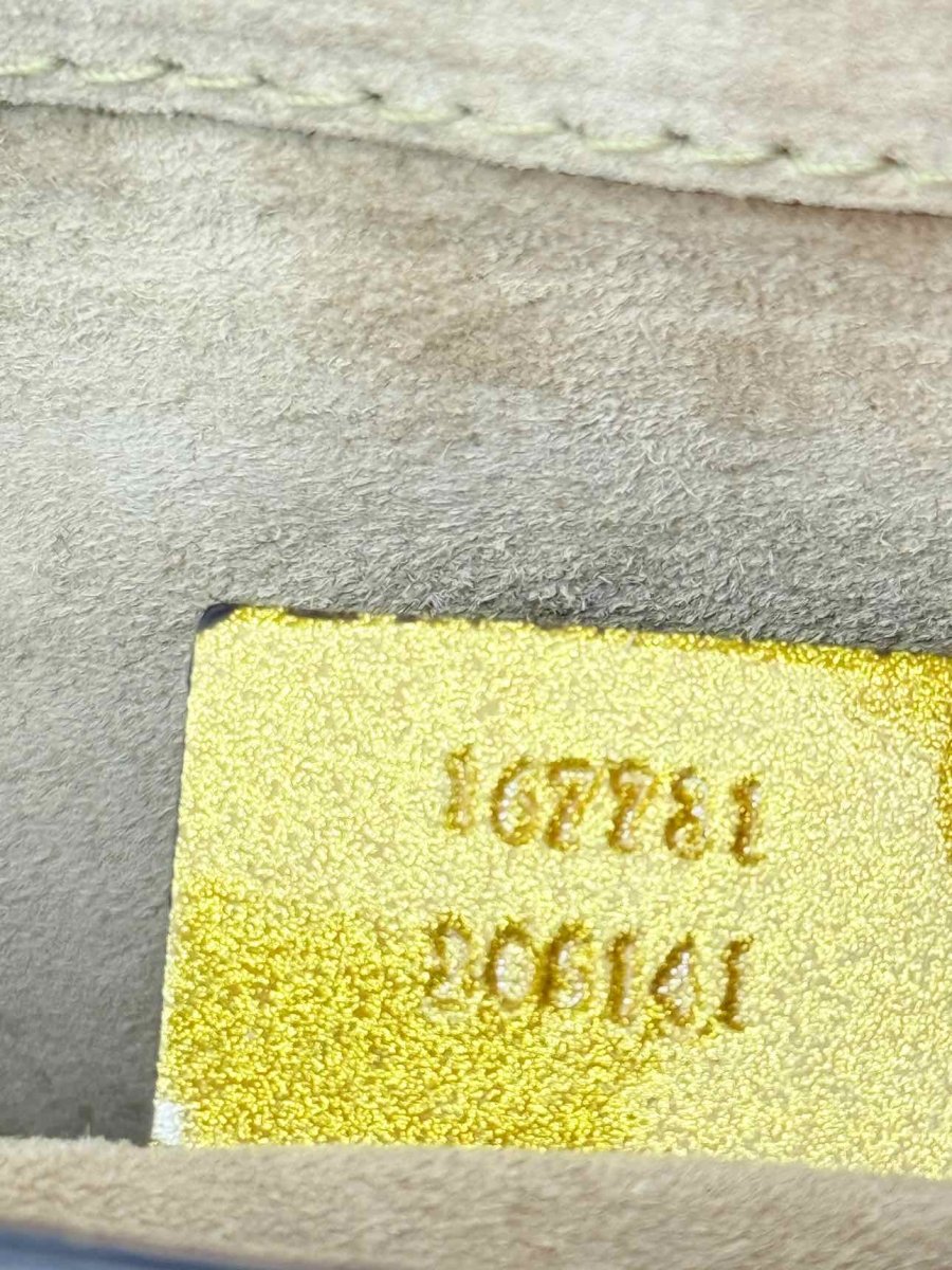 Pre - loved GUCCI GG Romy Gold Clutch at Reems Closet