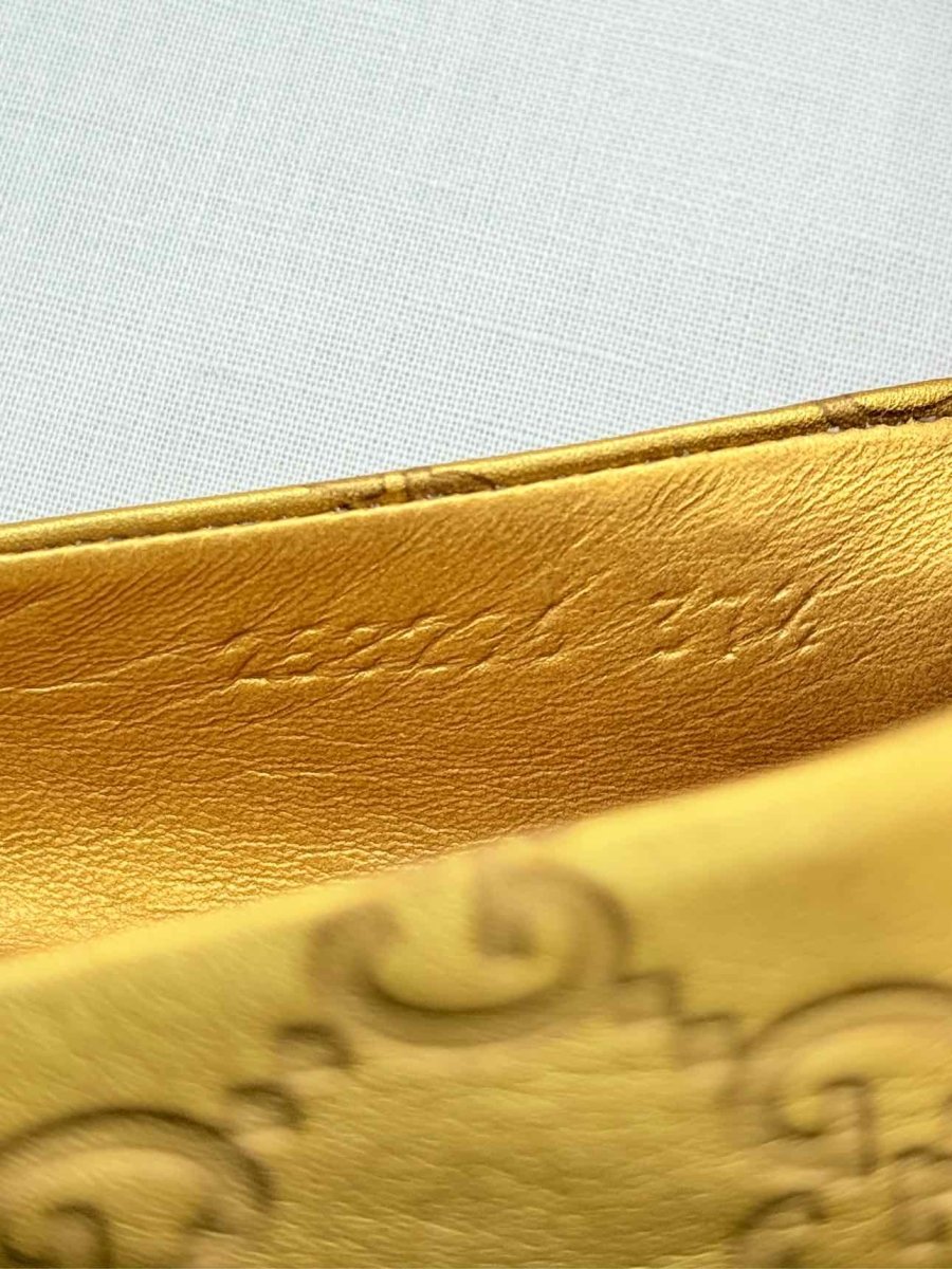 Pre - loved GUCCI Gold GG Logo Size EU 37.5 Ballet Flats at Reems Closet