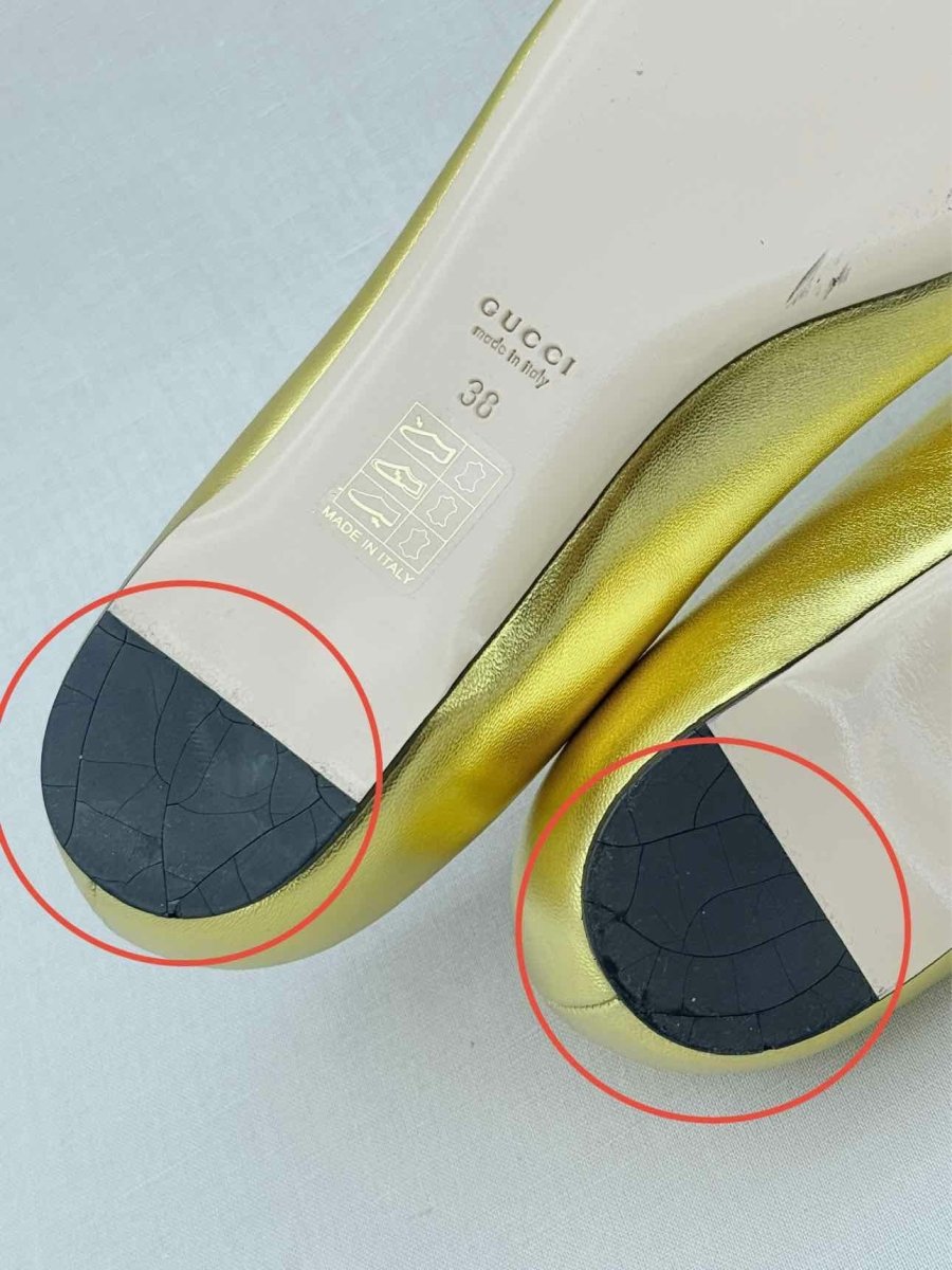 Pre - loved GUCCI Gold Size EU 38 Ballet Flats at Reems Closet