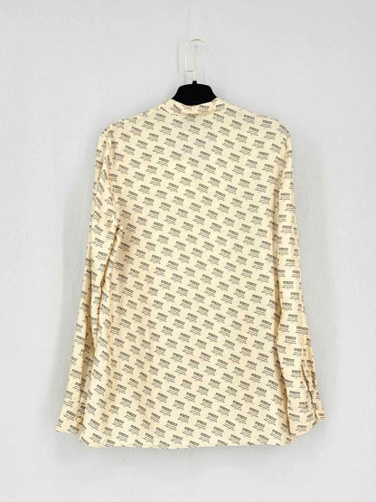 Pre-loved GUCCI Gold w/ Black Invite Stamp Print Size US 6 Shirt at Reems Closet