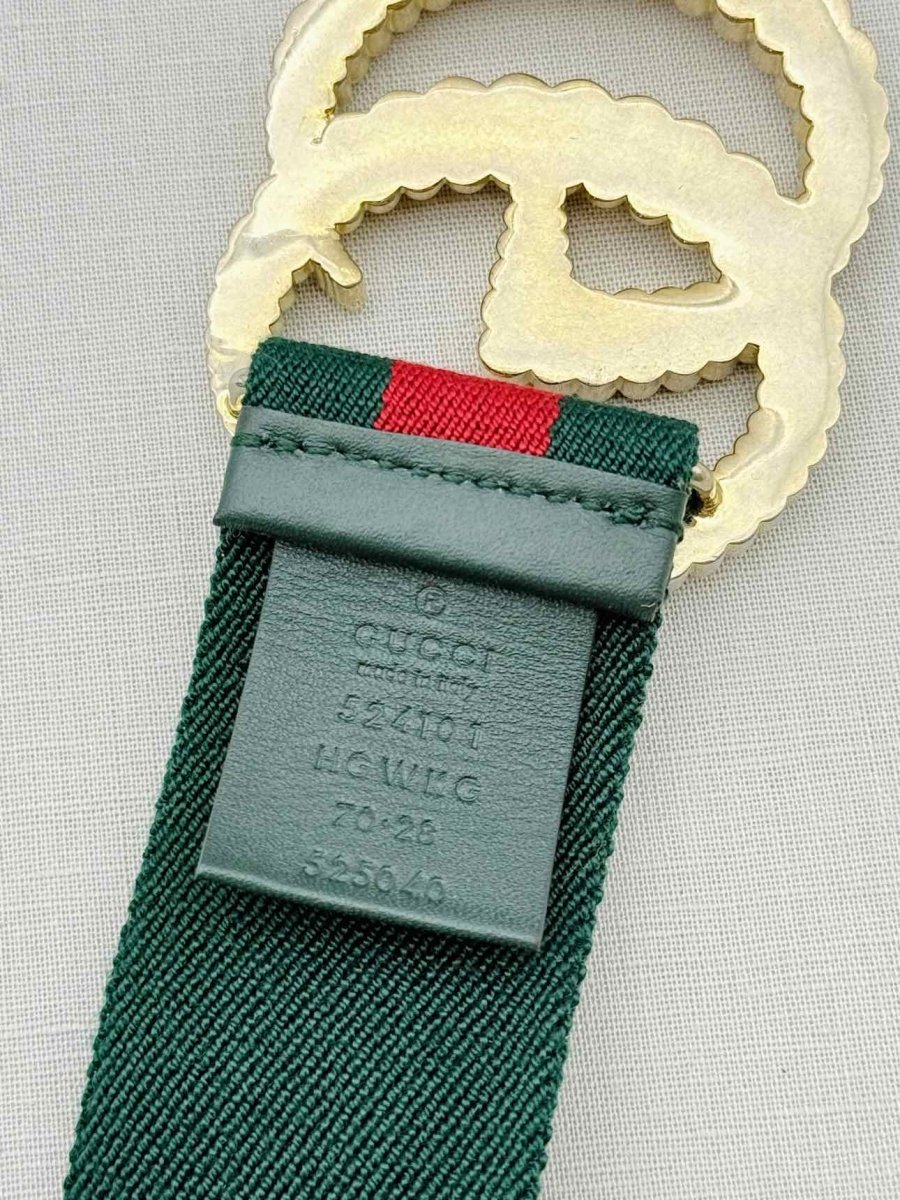 Pre - loved GUCCI Green & Red Belt at Reems Closet