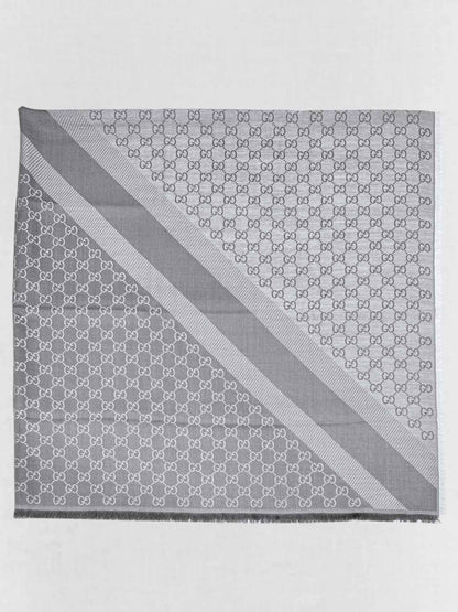 Pre - loved GUCCI Grey & White GG Scarf at Reems Closet
