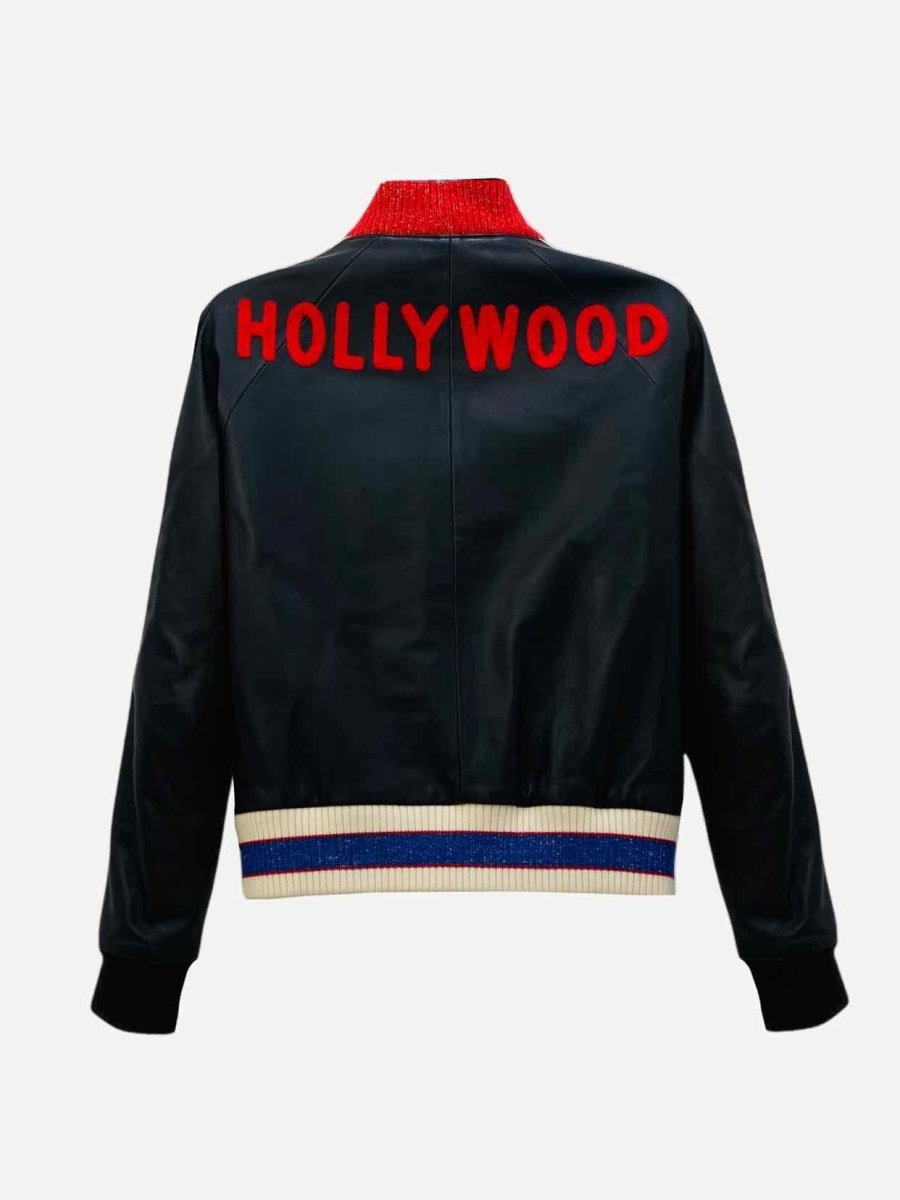 Pre - loved GUCCI Hollywood Black Multicolor Bomber Jacket at Reems Closet