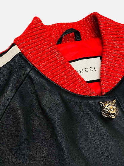 Pre - loved GUCCI Hollywood Black Multicolor Bomber Jacket at Reems Closet