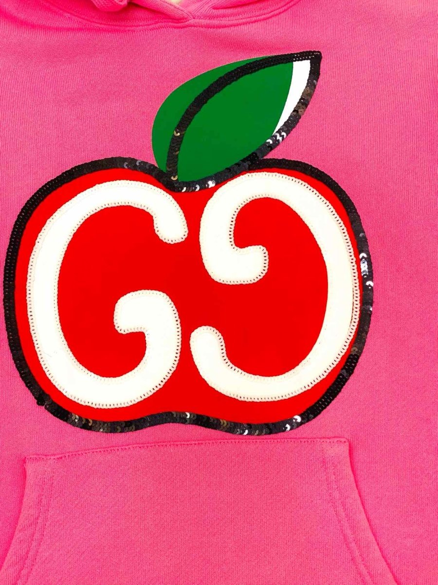 Pre - loved GUCCI Hoodie Pink GG Apple Print Sweatshirt at Reems Closet