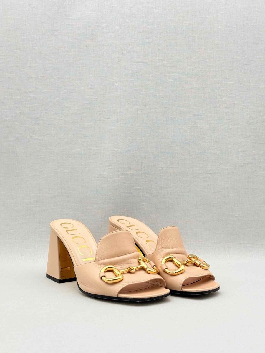 Pre-loved GUCCI Horsebit Pale Pink Size EU 38 Mules at Reems Closet