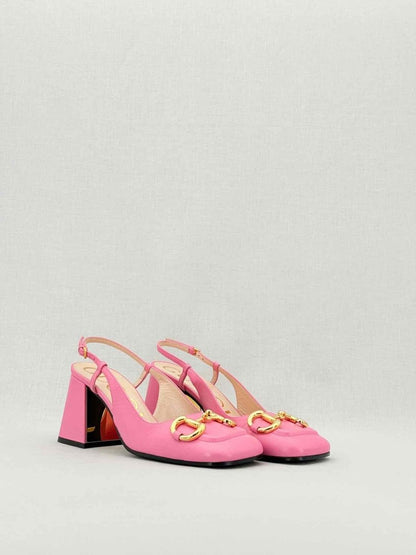 Pre - loved GUCCI Horsebit Pink Size EU 36.5 Slingbacks at Reems Closet