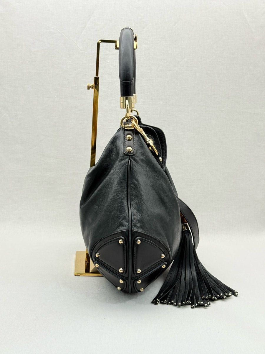 Pre - loved GUCCI Indy Black Hobo bag at Reems Closet