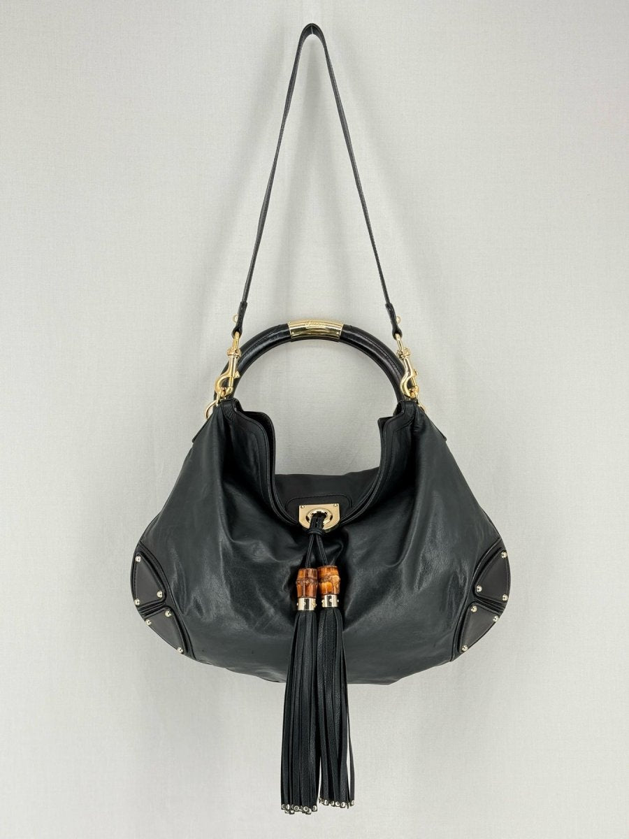 Pre - loved GUCCI Indy Black Hobo bag at Reems Closet