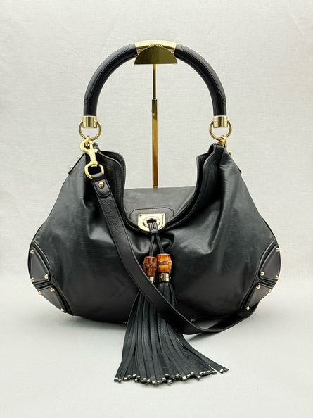 Pre - loved GUCCI Indy Black Hobo bag at Reems Closet