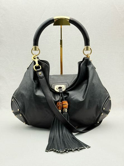 Pre - loved GUCCI Indy Black Hobo bag at Reems Closet