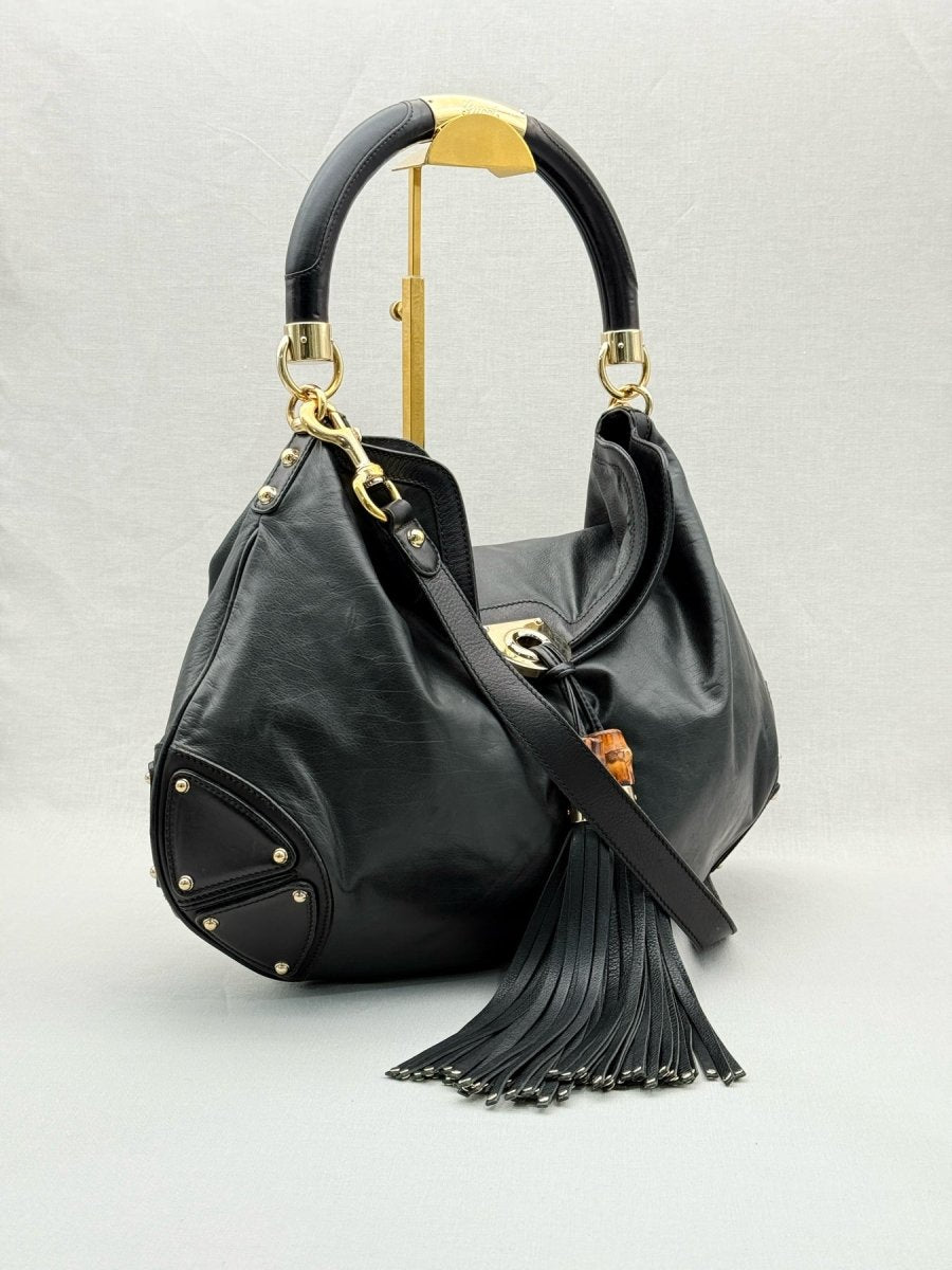 Pre - loved GUCCI Indy Black Hobo bag at Reems Closet