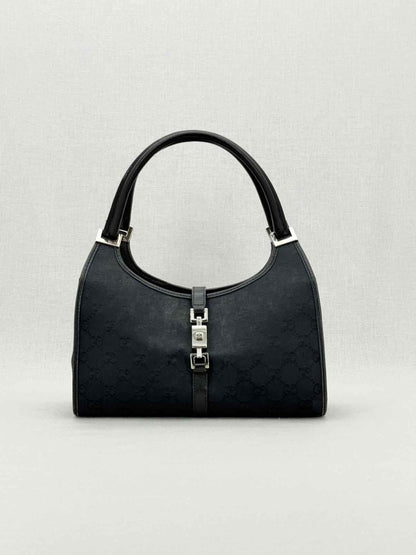 Pre - loved GUCCI Jackie Black GG Shoulder Bag at Reems Closet