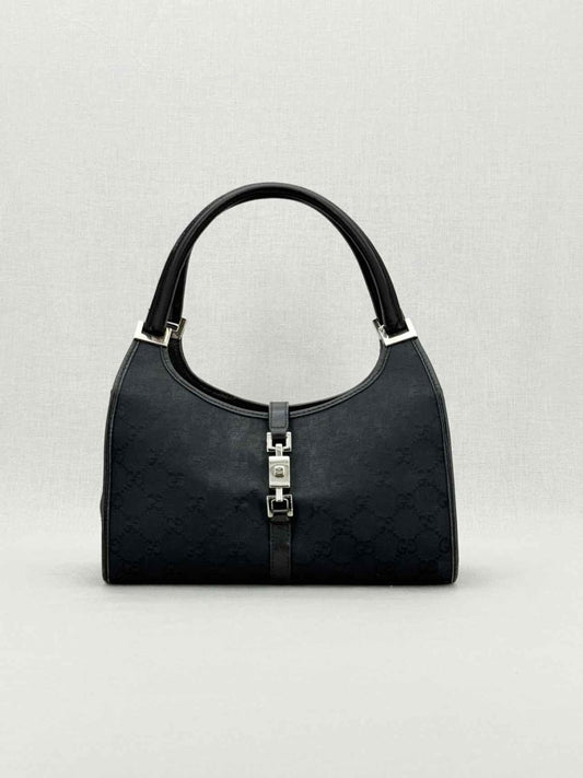 Pre - loved GUCCI Jackie Black GG Shoulder Bag at Reems Closet