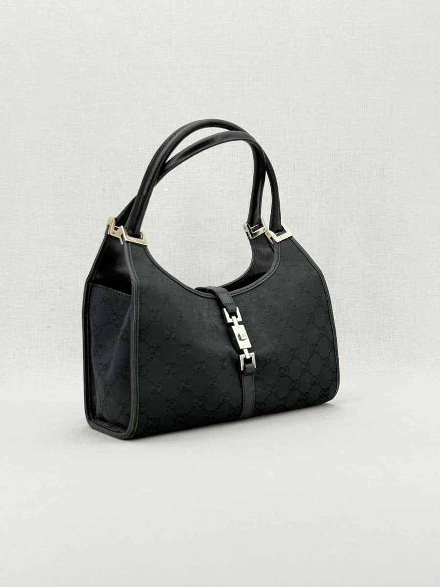 Pre - loved GUCCI Jackie Black GG Shoulder Bag at Reems Closet