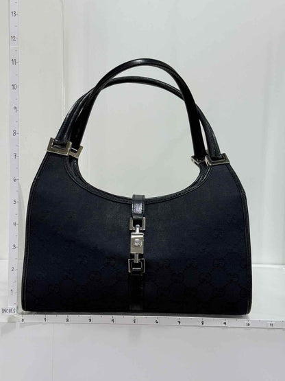 Pre - loved GUCCI Jackie Black GG Shoulder Bag at Reems Closet