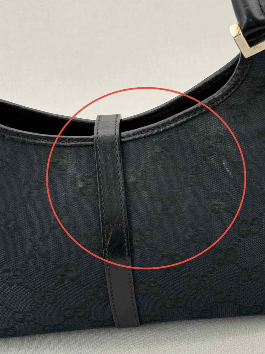 Pre - loved GUCCI Jackie Black GG Shoulder Bag at Reems Closet