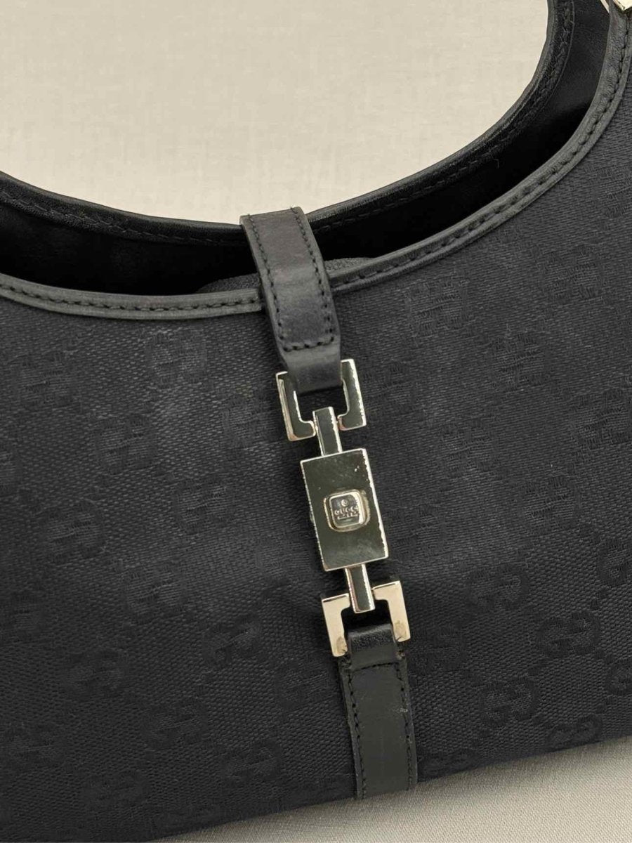 Pre - loved GUCCI Jackie Black GG Shoulder Bag at Reems Closet