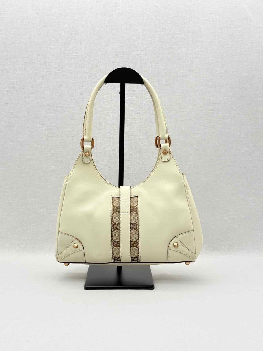 Pre-loved GUCCI Jackie Nailhead Beige GG Hobo bag at Reems Closet