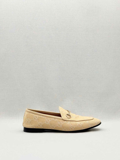 Pre - loved GUCCI Jordaan Beige GG Size EU 39.5 Loafers at Reems Closet