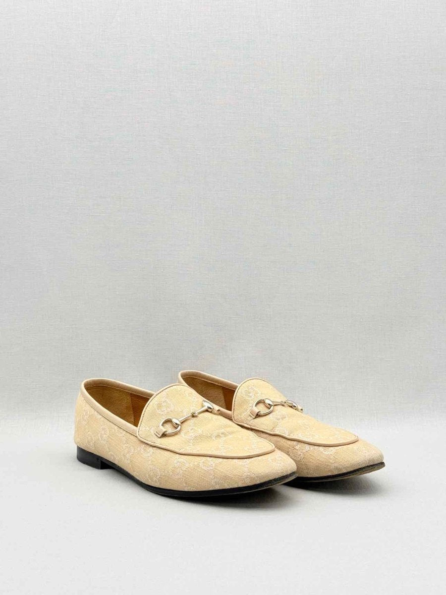 Pre - loved GUCCI Jordaan Beige GG Size EU 39.5 Loafers at Reems Closet