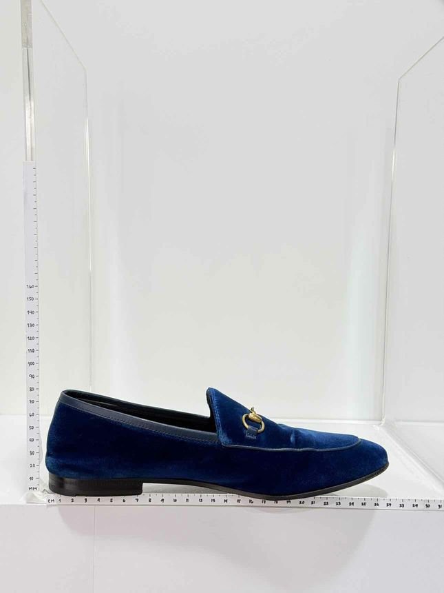 Pre - loved GUCCI Jordaan Blue Size EU 39.5 Loafers at Reems Closet