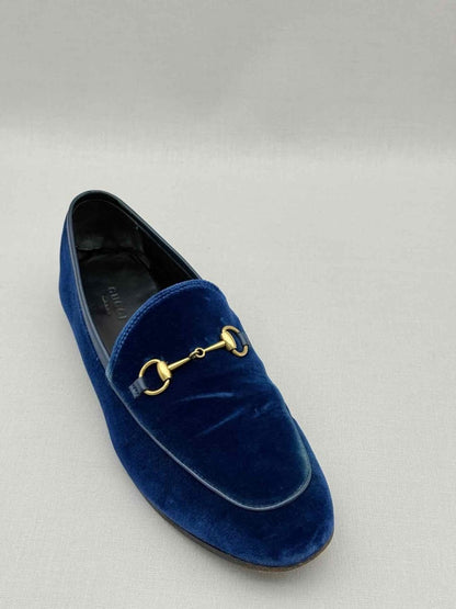 Pre - loved GUCCI Jordaan Blue Size EU 39.5 Loafers at Reems Closet