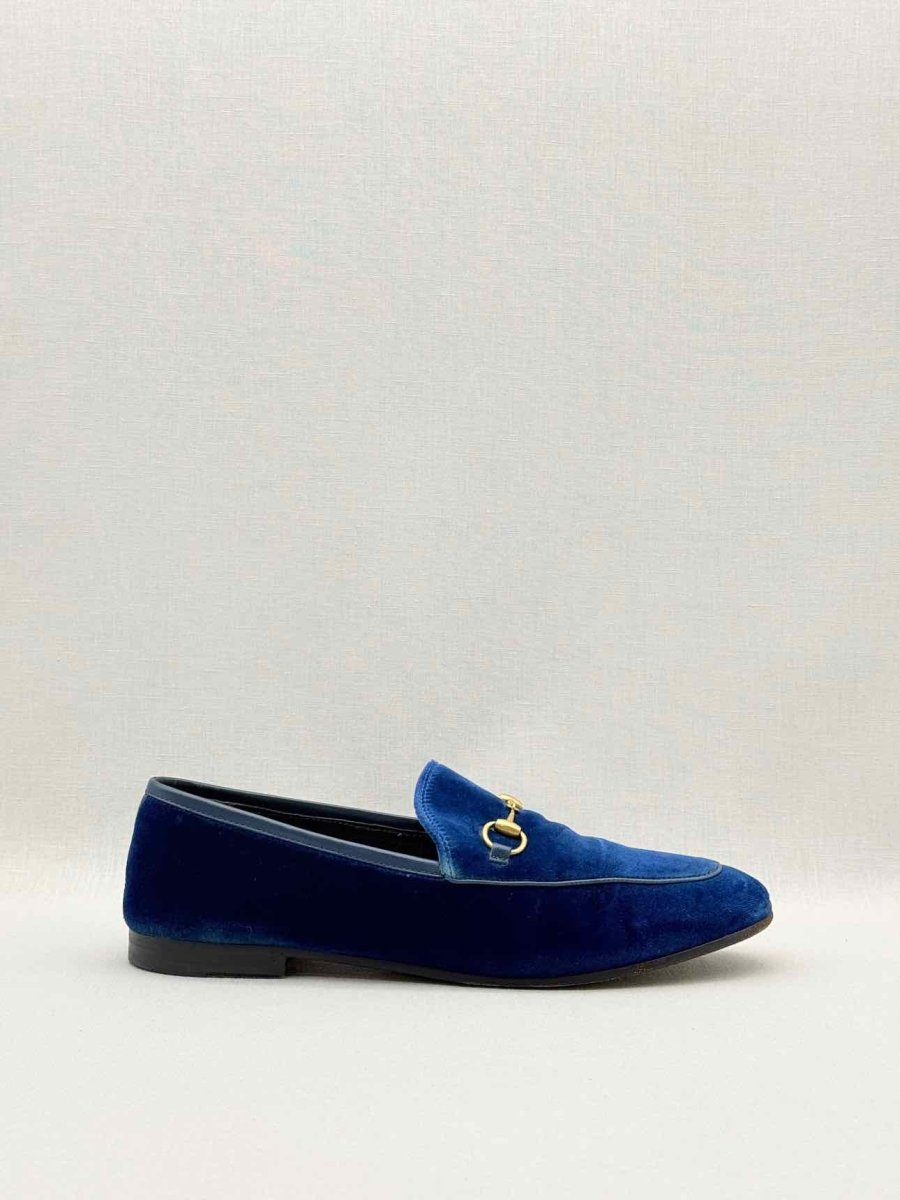 Pre - loved GUCCI Jordaan Blue Size EU 39.5 Loafers at Reems Closet