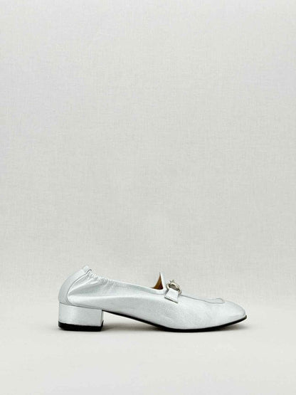 Pre - loved GUCCI Jordaan Silver Size EU 38.5 Loafers at Reems Closet